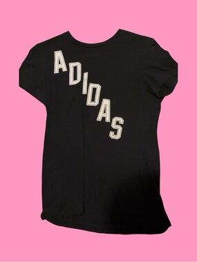 adidas Black Short Sleeve Tee with Diagonal White Logo